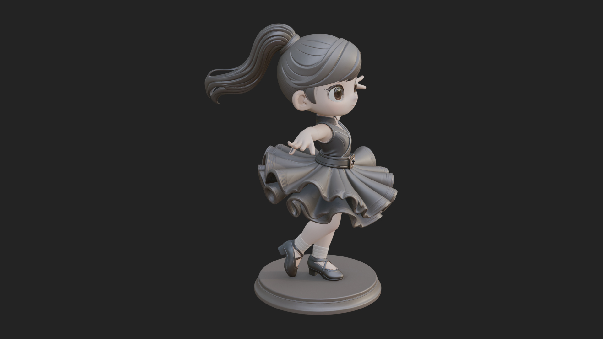 Chibi Dancing Girl Statue Design 2 3D Print Model 3D Model