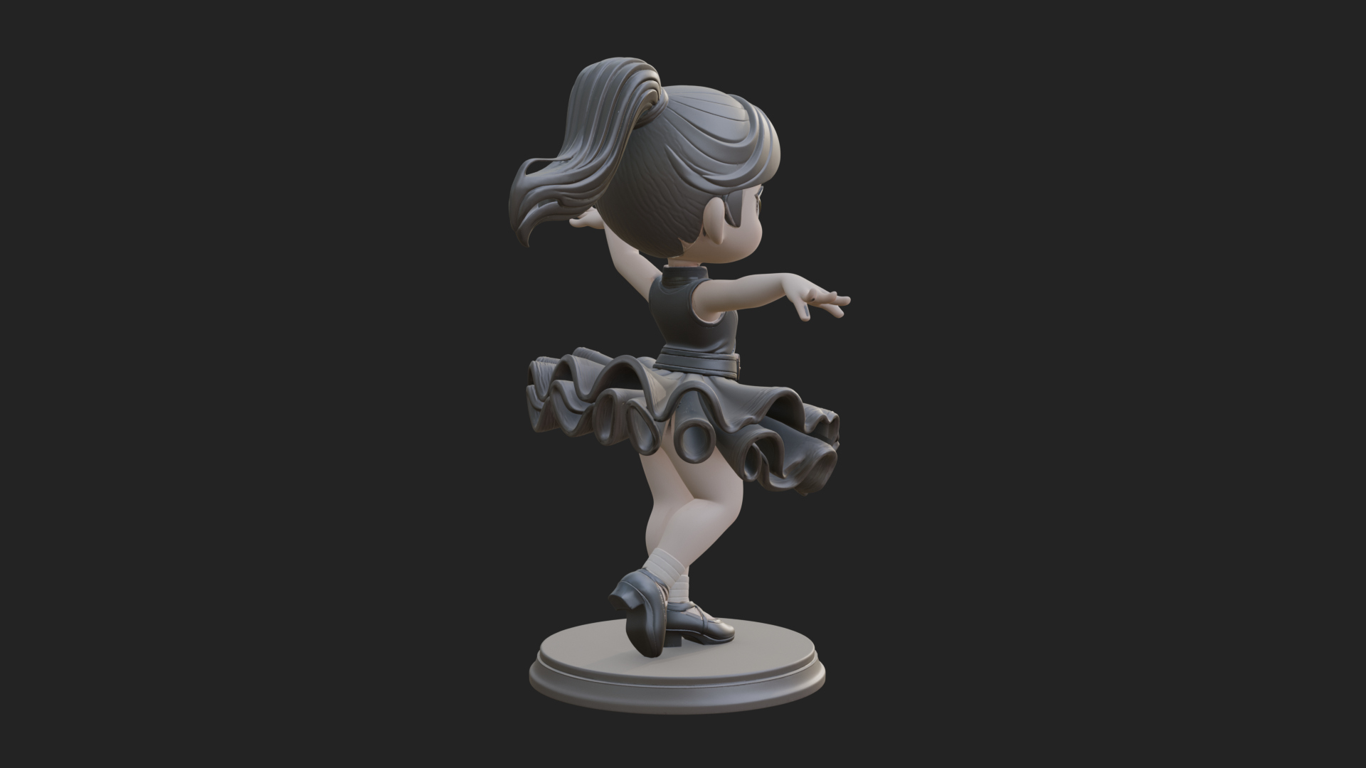 Chibi Dancing Girl Statue Design 2 3D Print Model 3D Model
