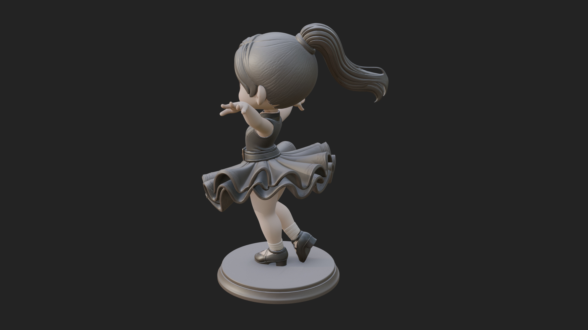 Chibi Dancing Girl Statue Design 2 3D Print Model 3D Model