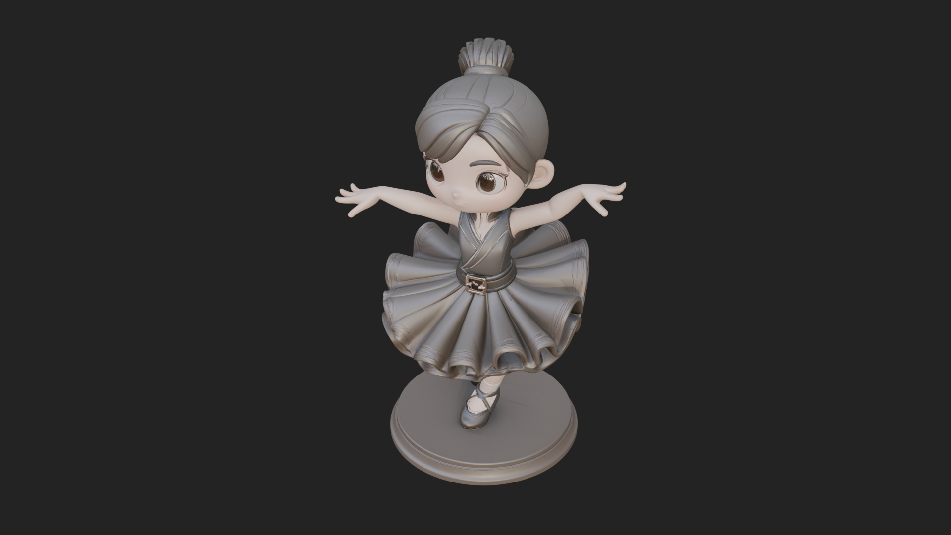 Chibi Dancing Girl Statue Design 2 3D Print Model 3D Model