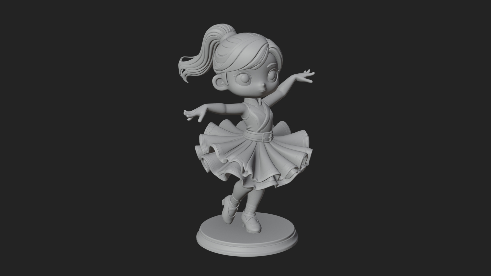 Chibi Dancing Girl Statue Design 2 3D Print Model 3D Model