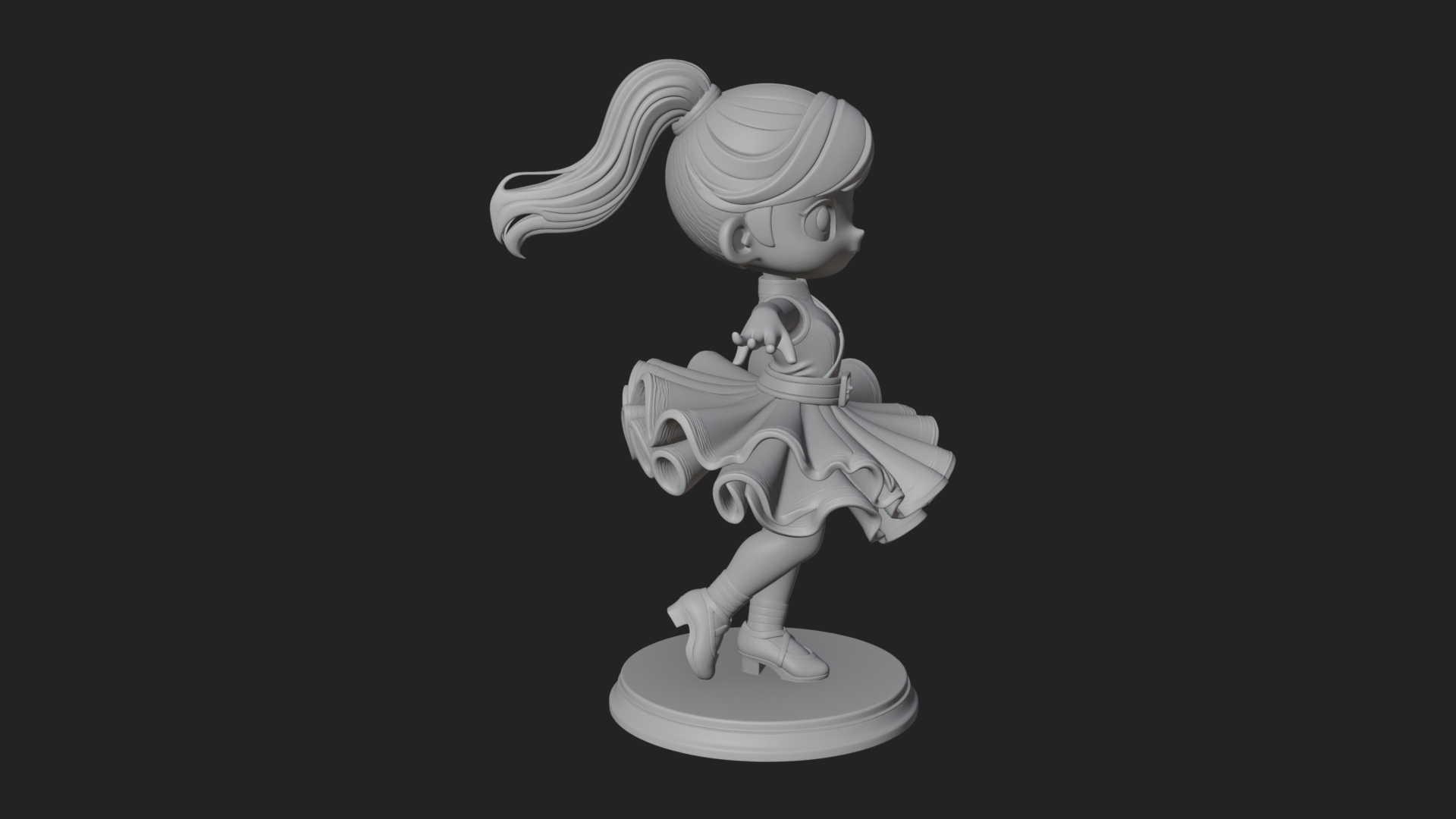 Chibi Dancing Girl Statue Design 2 3D Print Model 3D Model