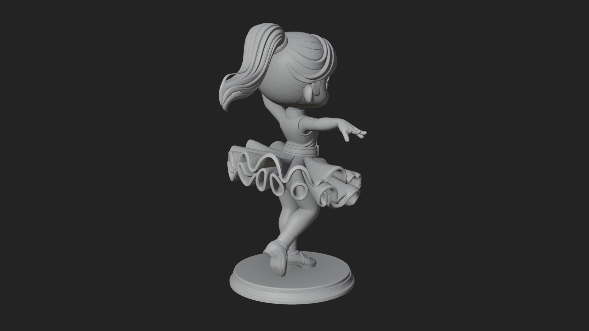 Chibi Dancing Girl Statue Design 2 3D Print Model 3D Model
