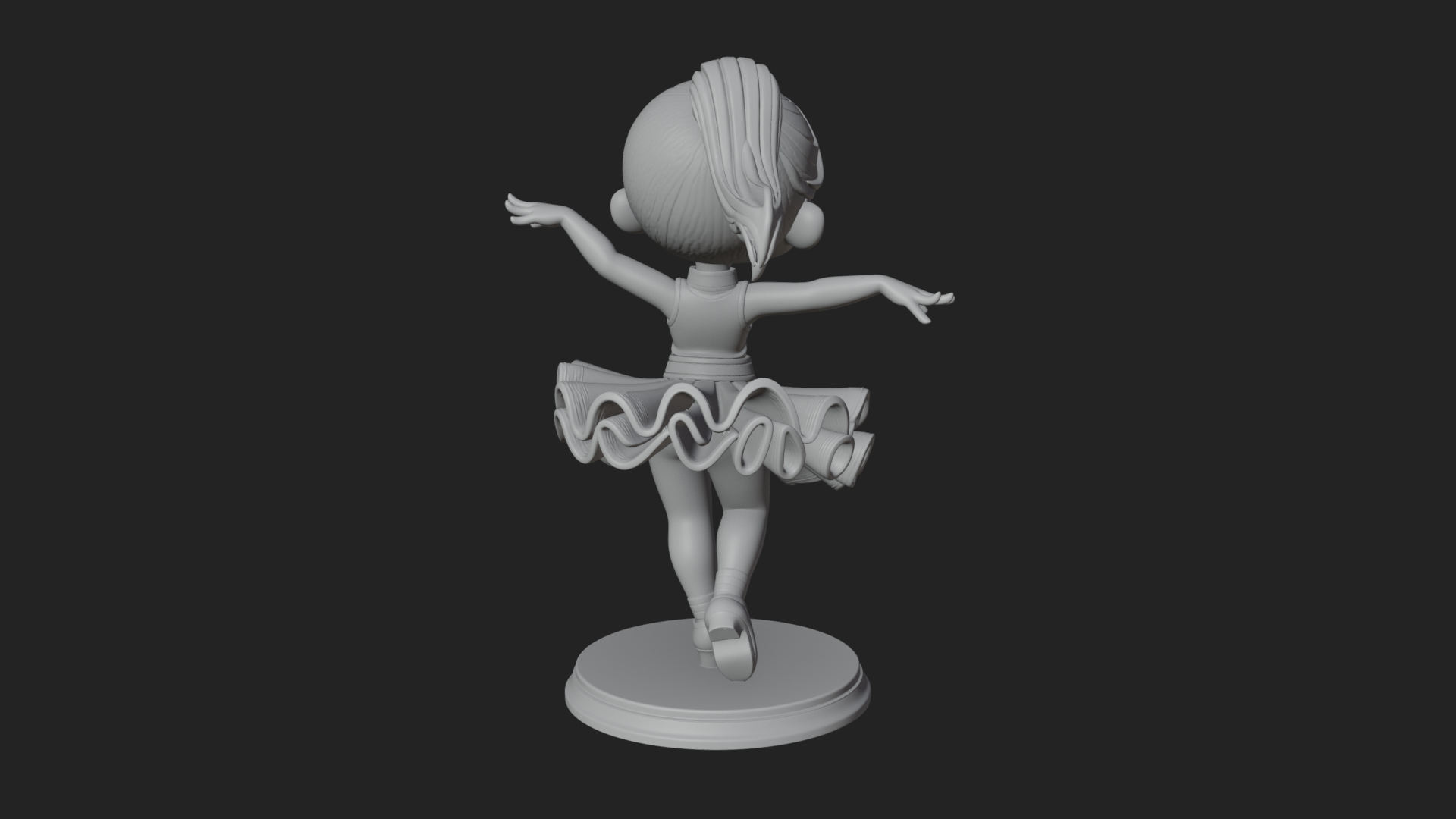 Chibi Dancing Girl Statue Design 2 3D Print Model 3D Model