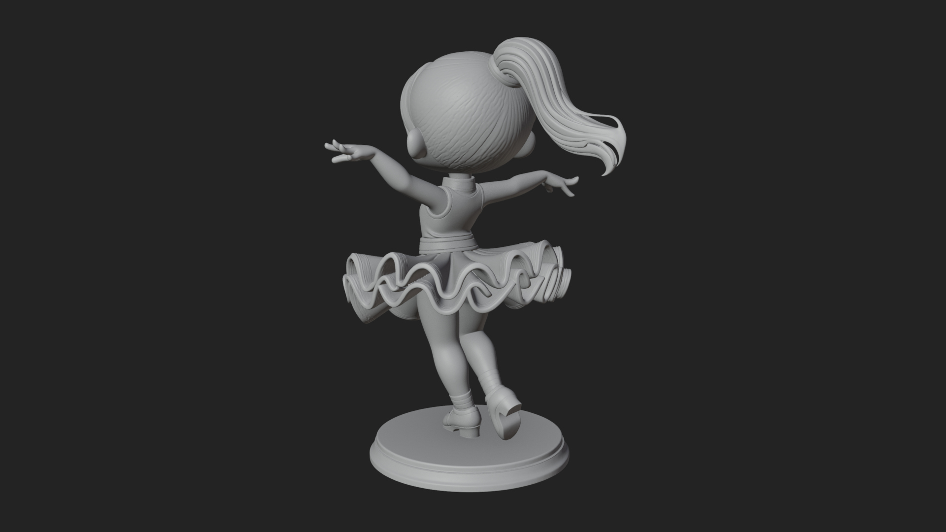Chibi Dancing Girl Statue Design 2 3D Print Model 3D Model