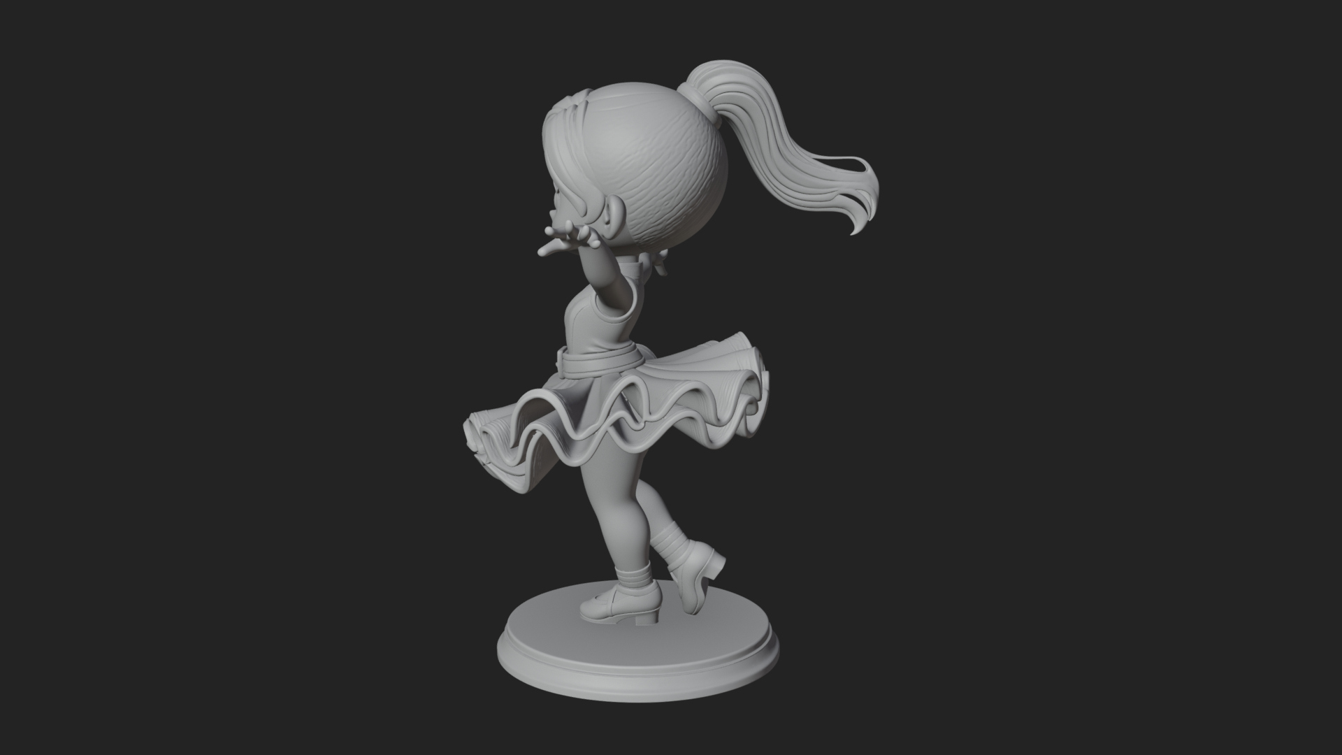 Chibi Dancing Girl Statue Design 2 3D Print Model 3D Model