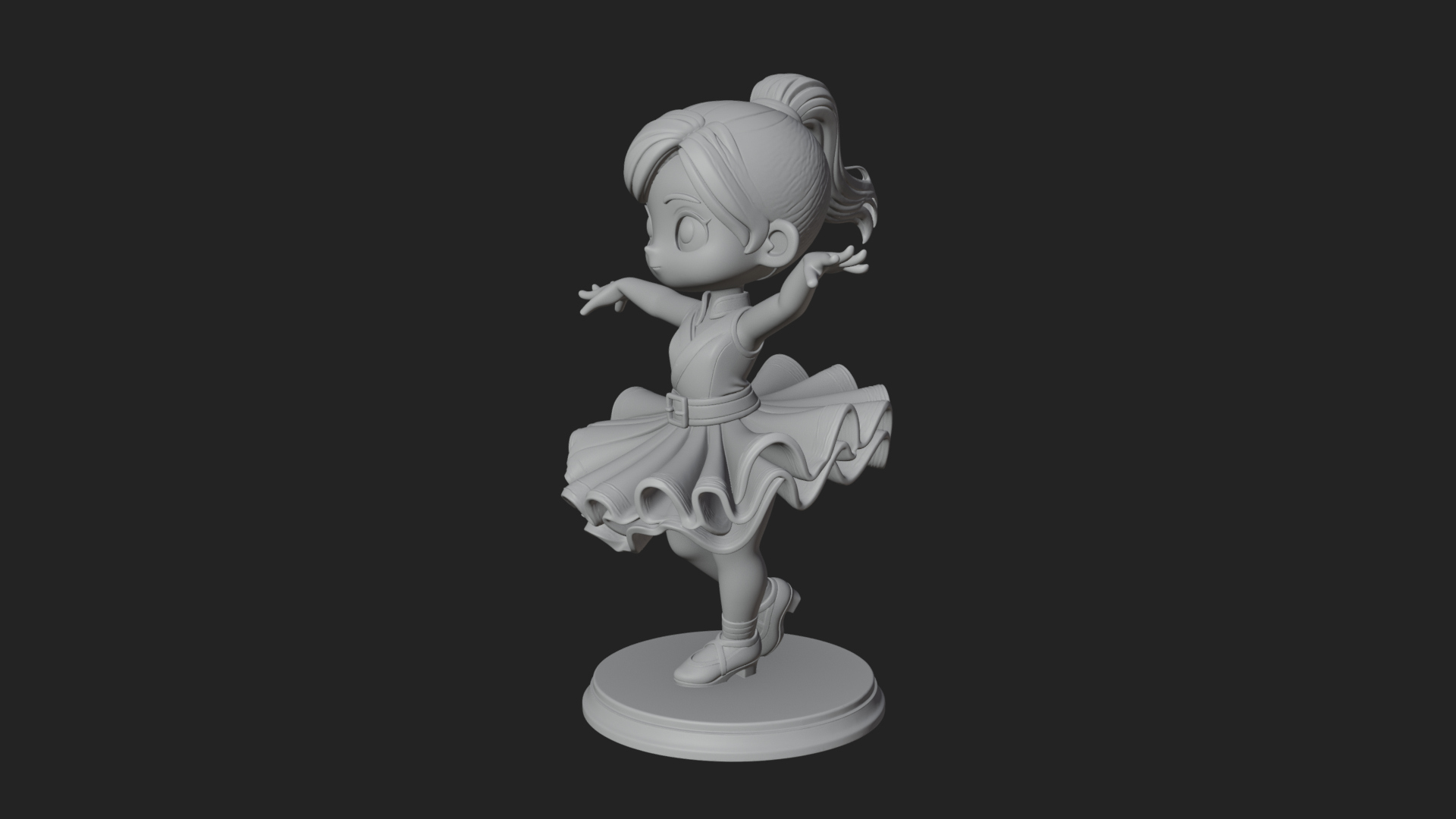 Chibi Dancing Girl Statue Design 2 3D Print Model 3D Model