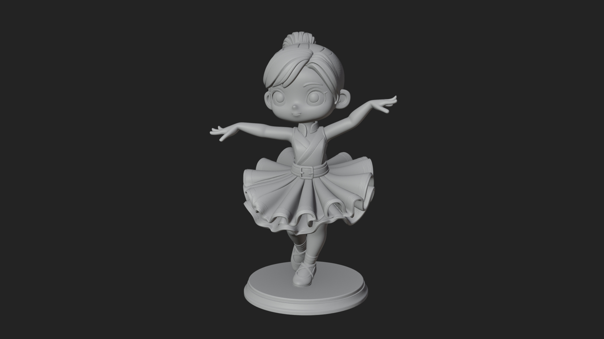 Chibi Dancing Girl Statue Design 2 3D Print Model 3D Model