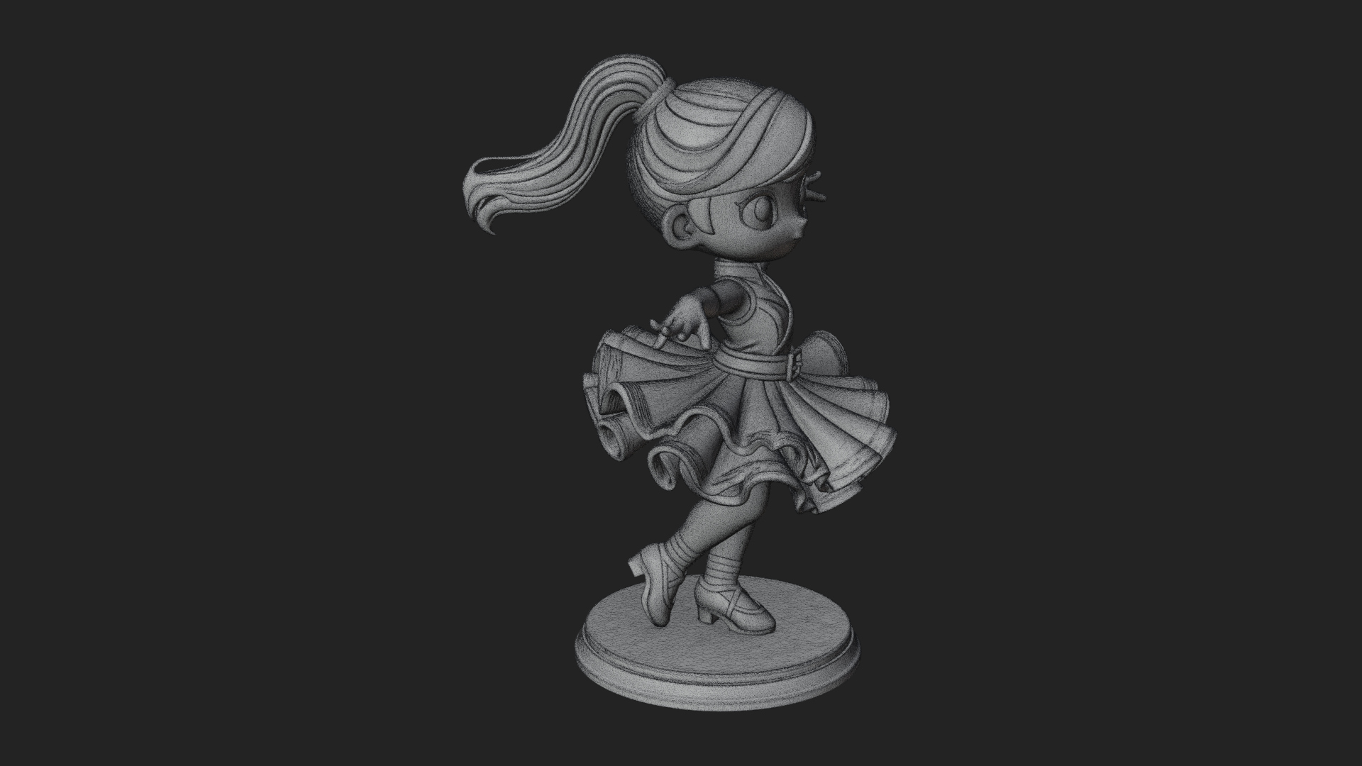 Chibi Dancing Girl Statue Design 2 3D Print Model 3D Model