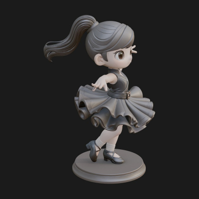 Chibi Dancing Girl Statue Design 2 3D Print Model