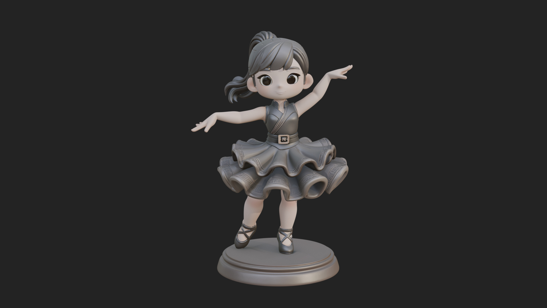Chibi Dancing Girl Statue Design 3 3D Print Model 3D Model