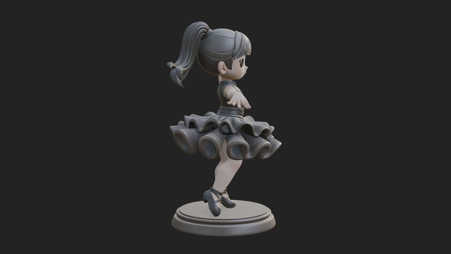 Chibi Dancing Girl Statue Design 3 3D Print Model 3D Model