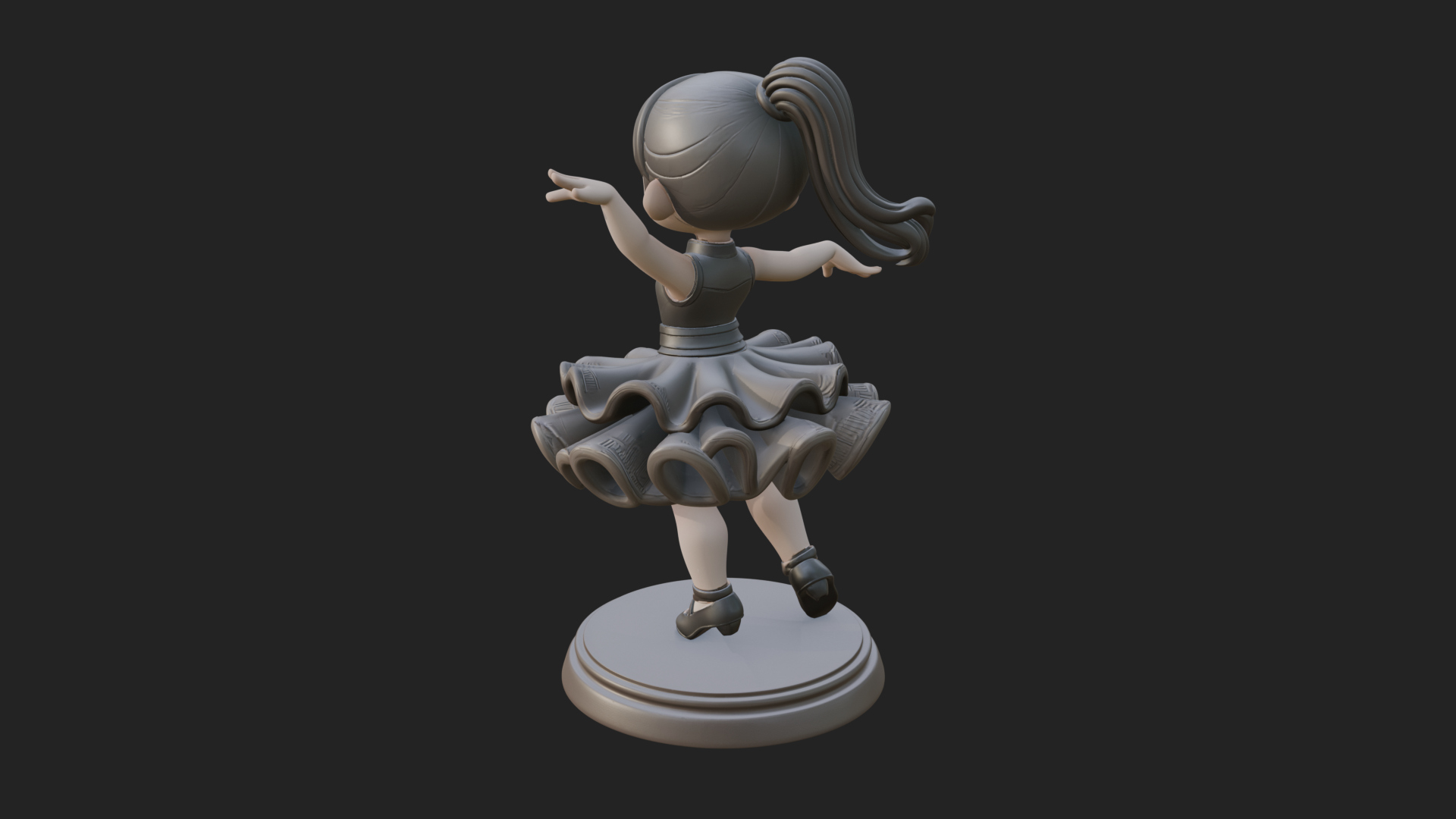 Chibi Dancing Girl Statue Design 3 3D Print Model 3D Model
