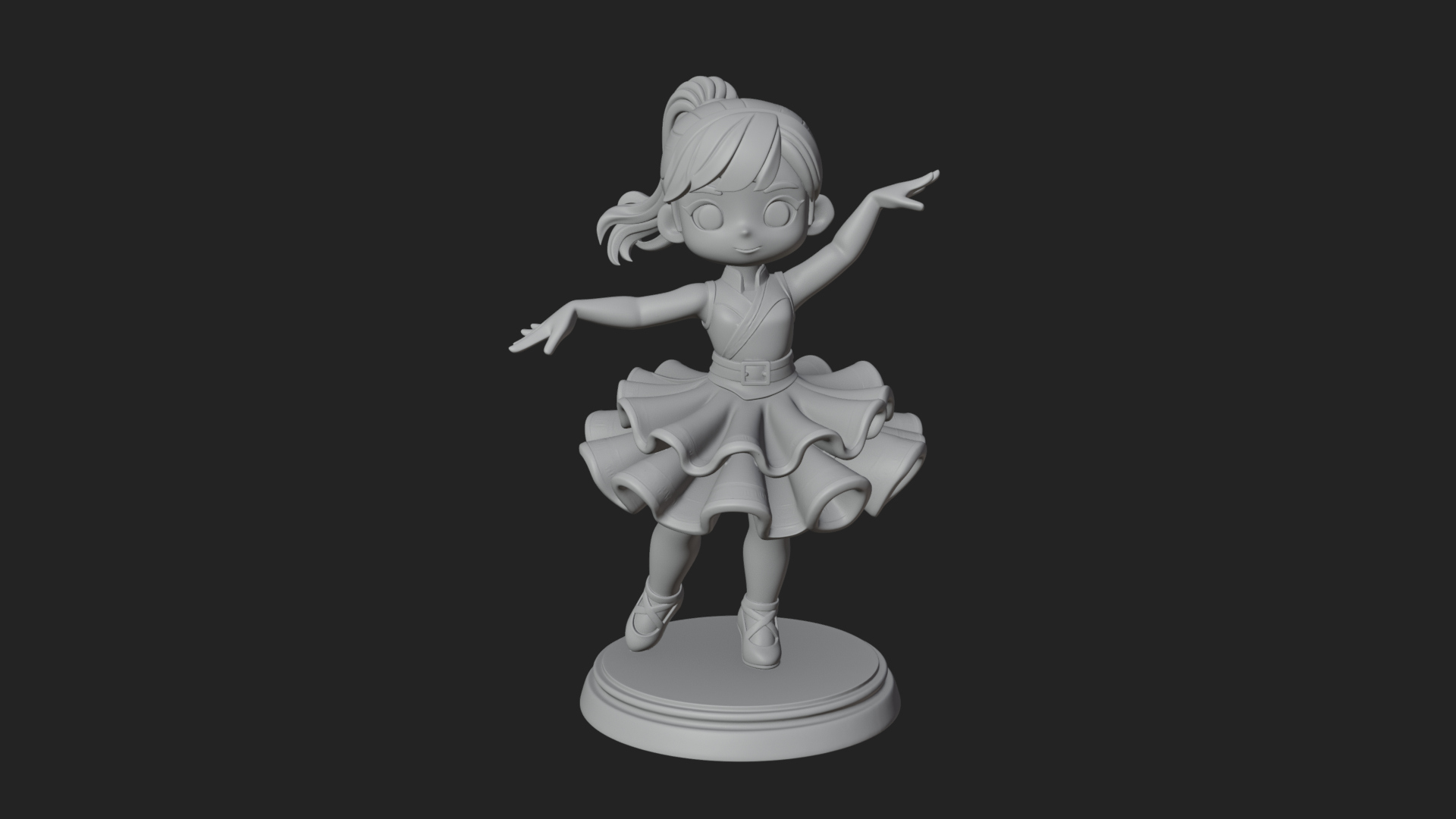 Chibi Dancing Girl Statue Design 3 3D Print Model 3D Model