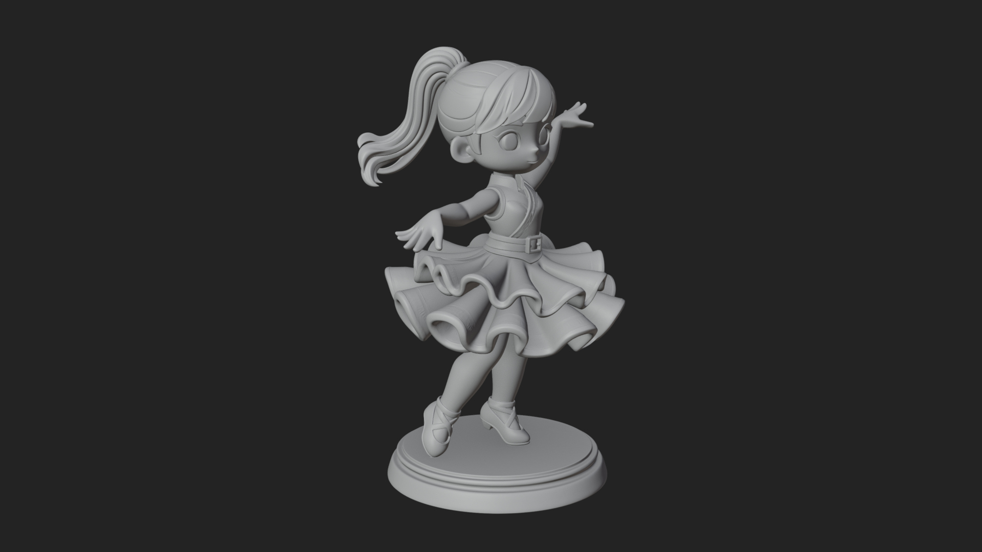 Chibi Dancing Girl Statue Design 3 3D Print Model 3D Model