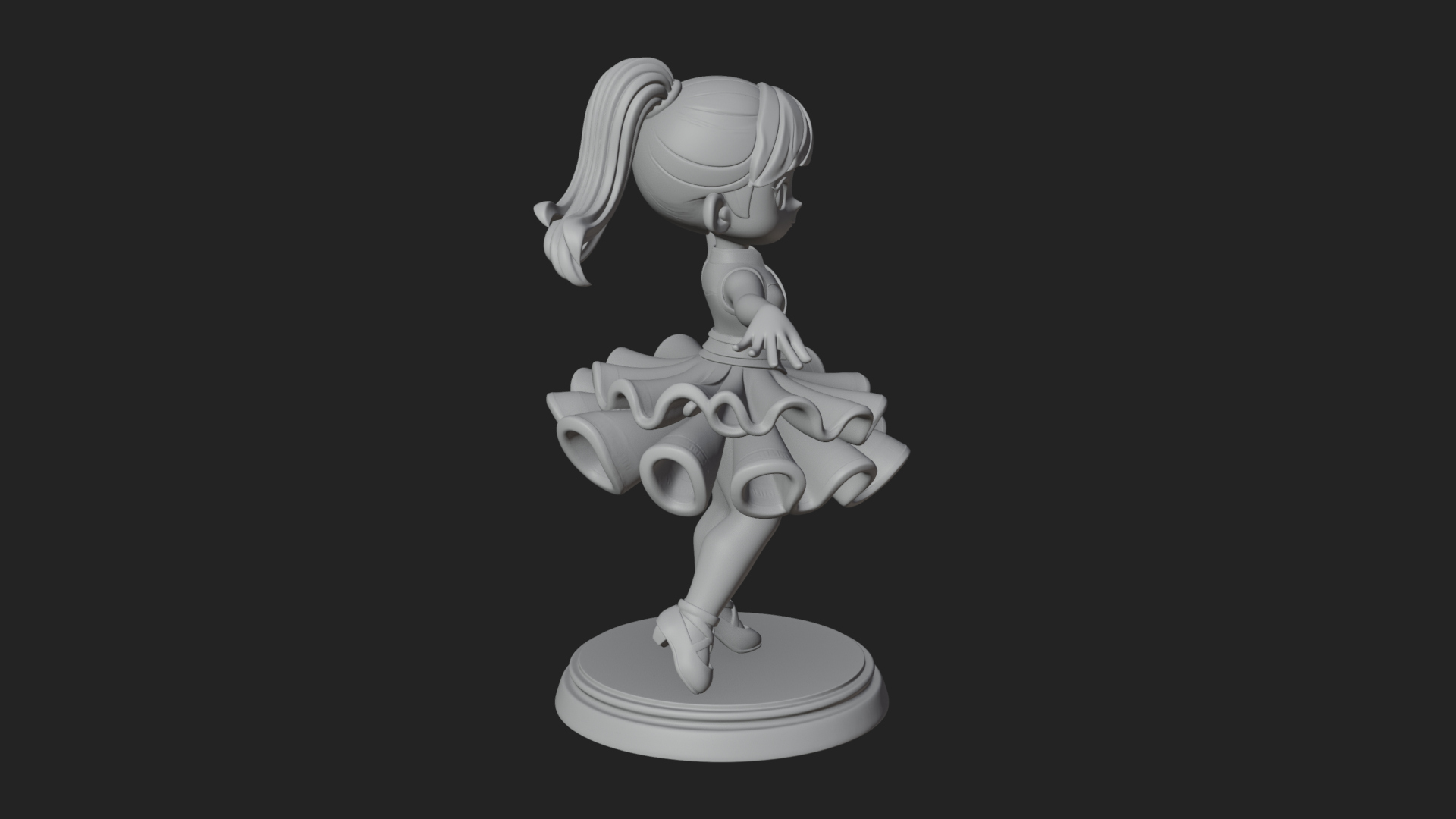 Chibi Dancing Girl Statue Design 3 3D Print Model 3D Model
