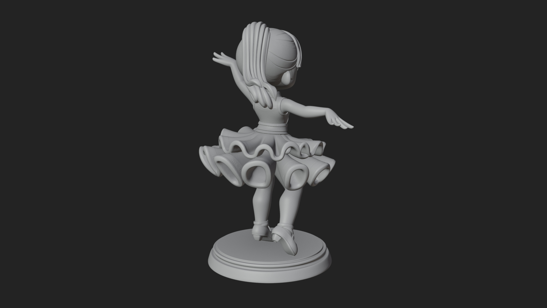 Chibi Dancing Girl Statue Design 3 3D Print Model 3D Model