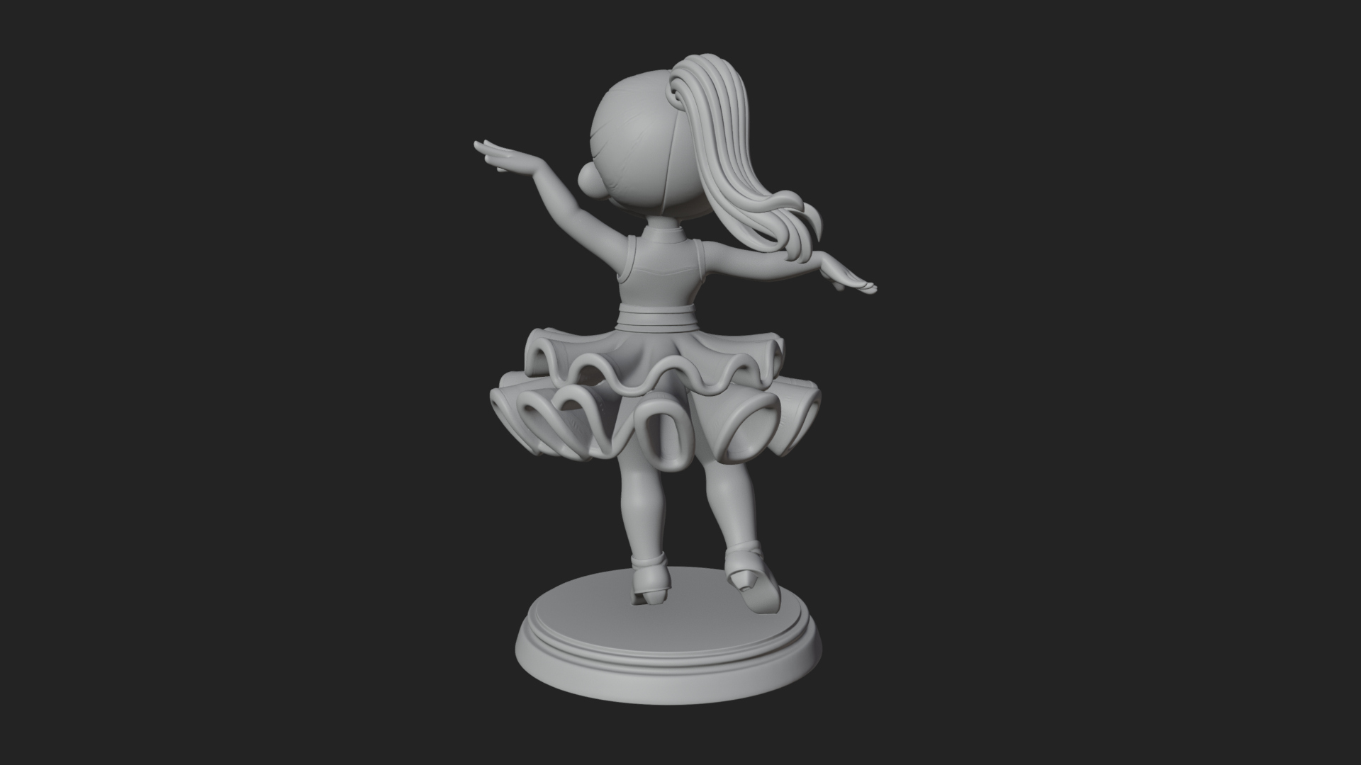 Chibi Dancing Girl Statue Design 3 3D Print Model 3D Model