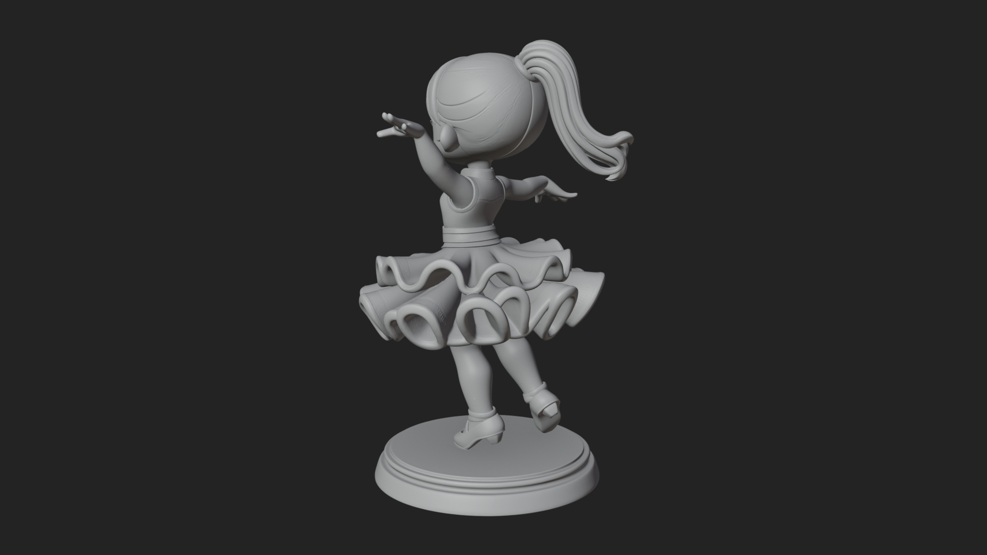 Chibi Dancing Girl Statue Design 3 3D Print Model 3D Model
