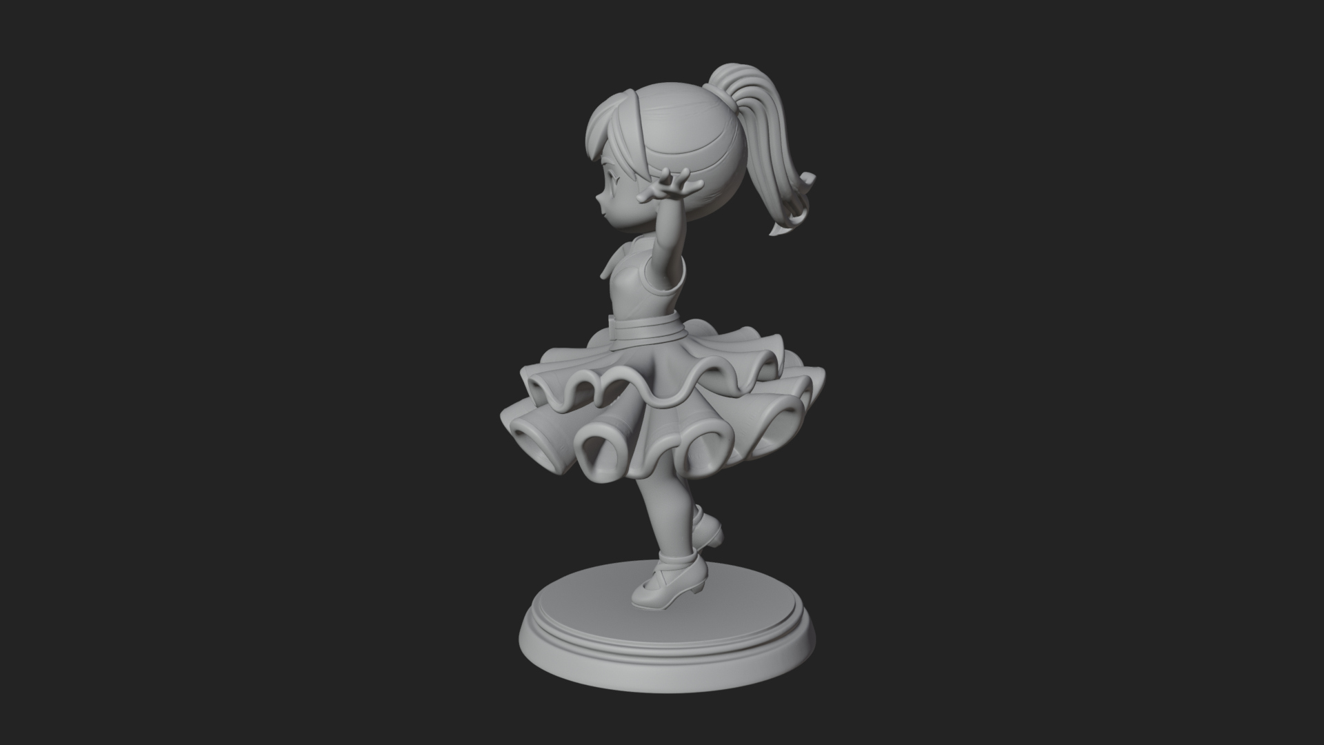 Chibi Dancing Girl Statue Design 3 3D Print Model 3D Model