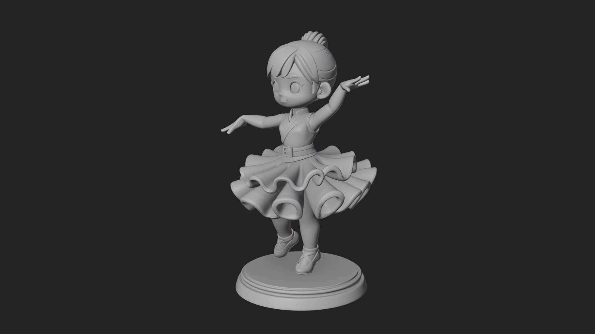Chibi Dancing Girl Statue Design 3 3D Print Model 3D Model