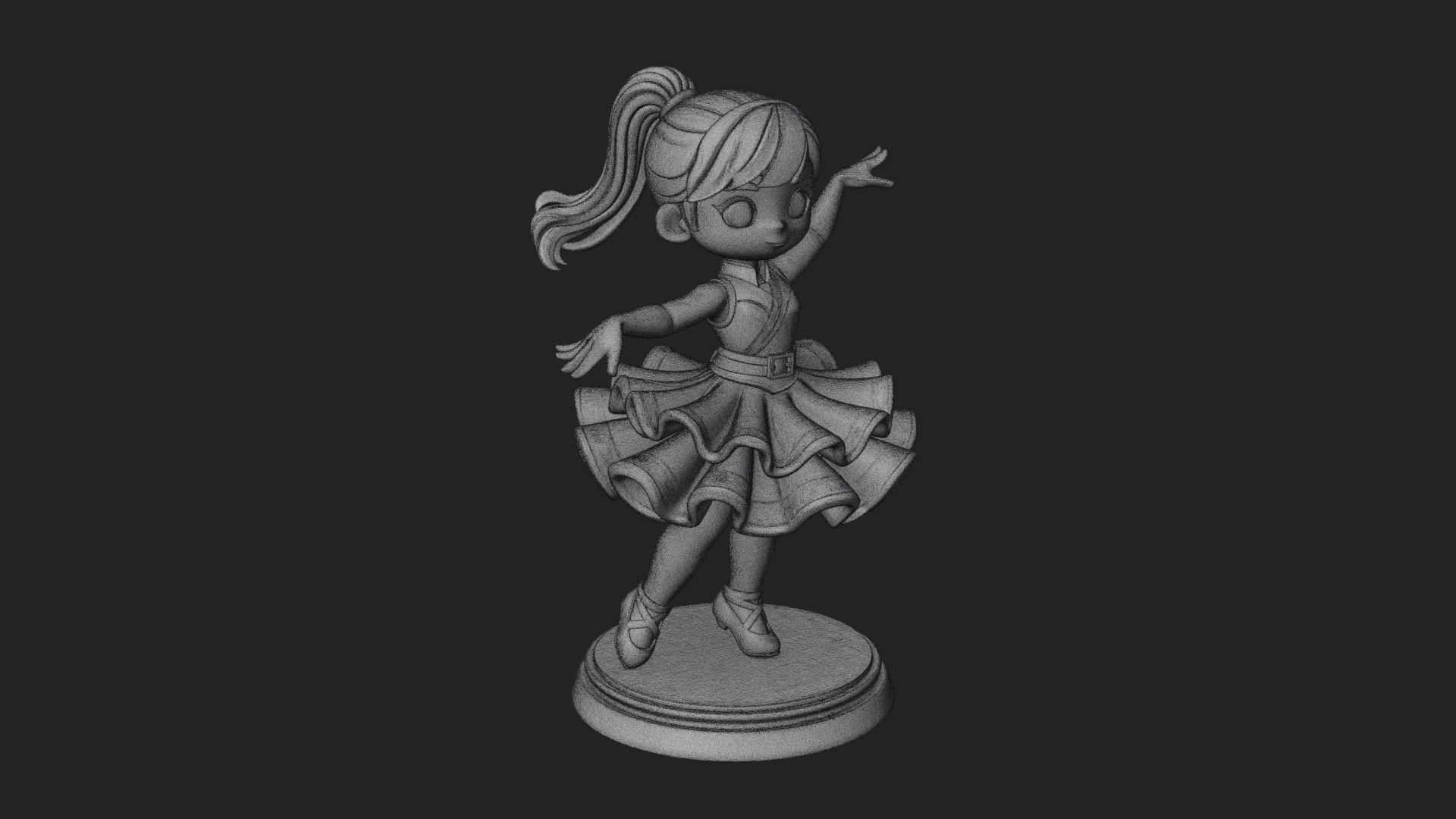 Chibi Dancing Girl Statue Design 3 3D Print Model 3D Model