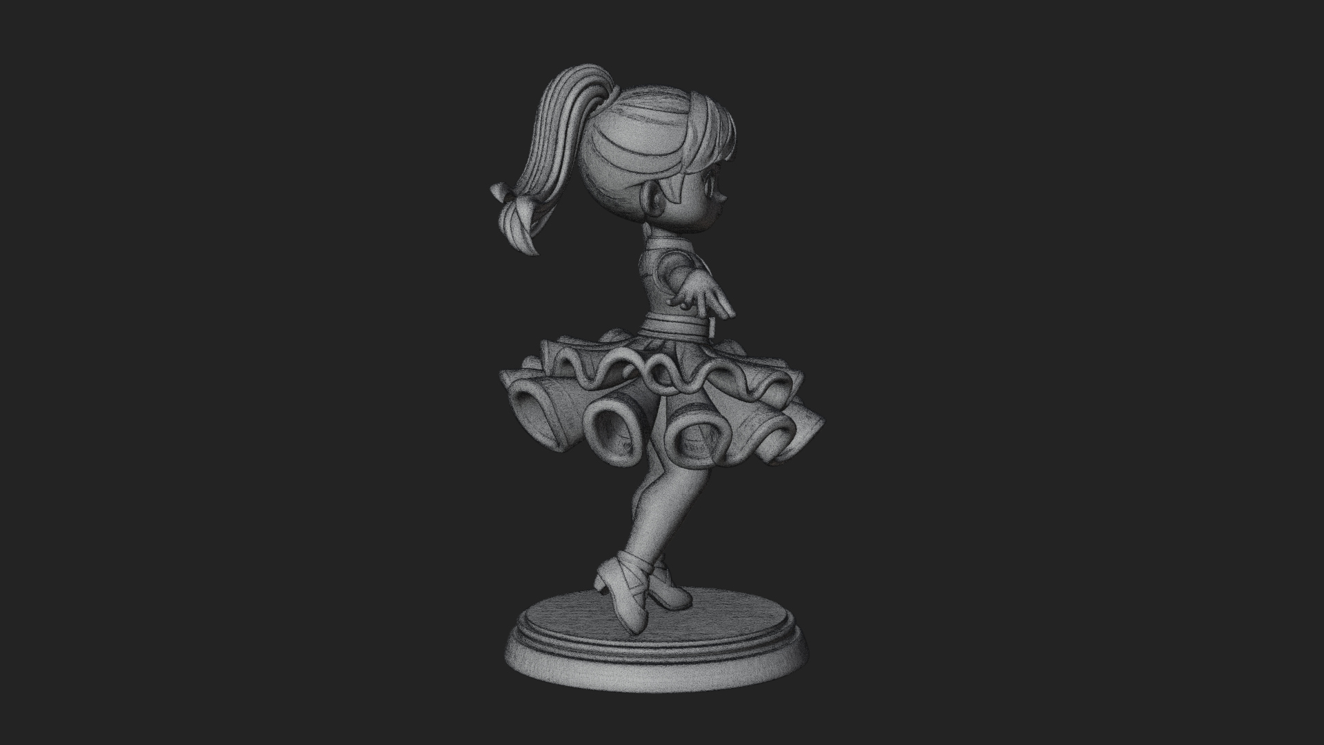 Chibi Dancing Girl Statue Design 3 3D Print Model 3D Model