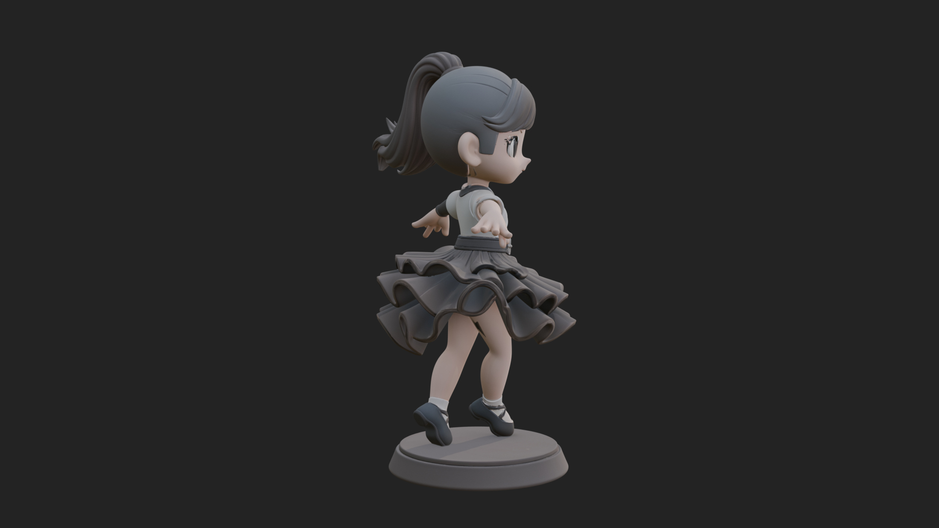 Chibi Dancing Girl Statue Design 4 3D Print Model 3D Model