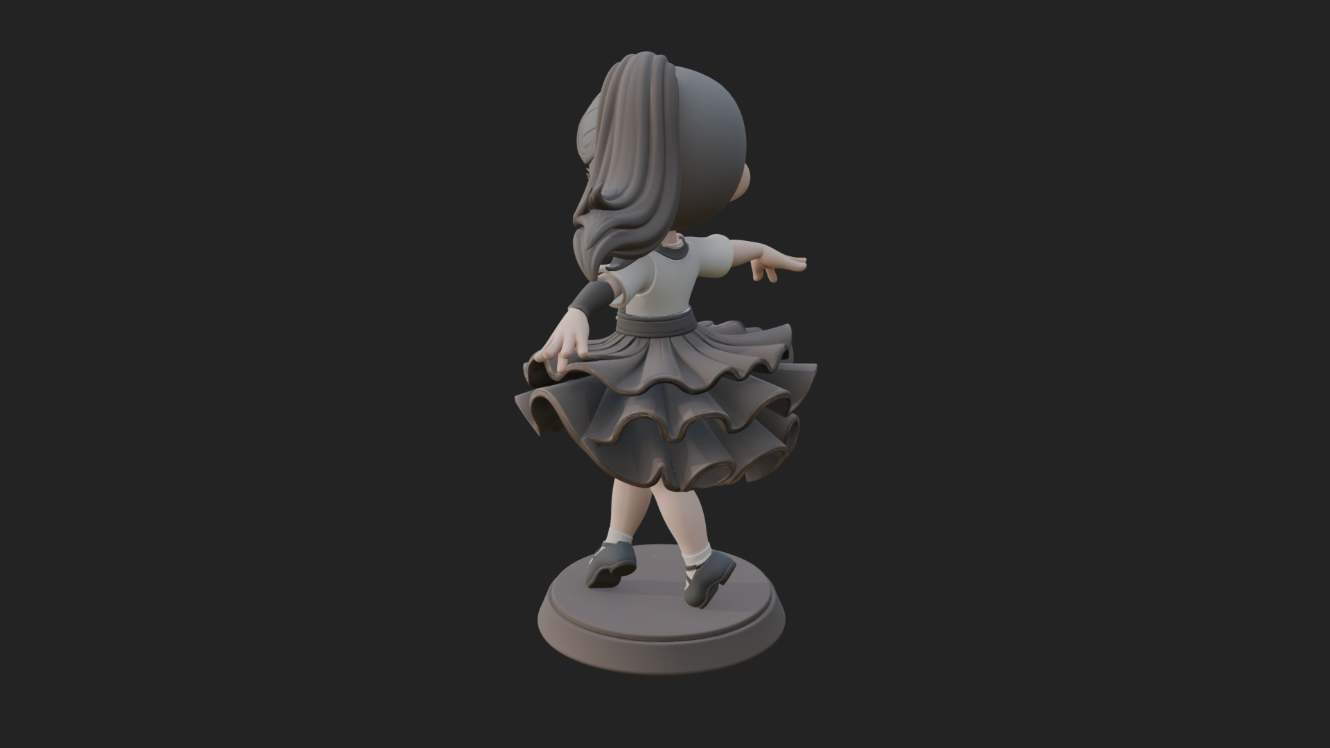 Chibi Dancing Girl Statue Design 4 3D Print Model 3D Model
