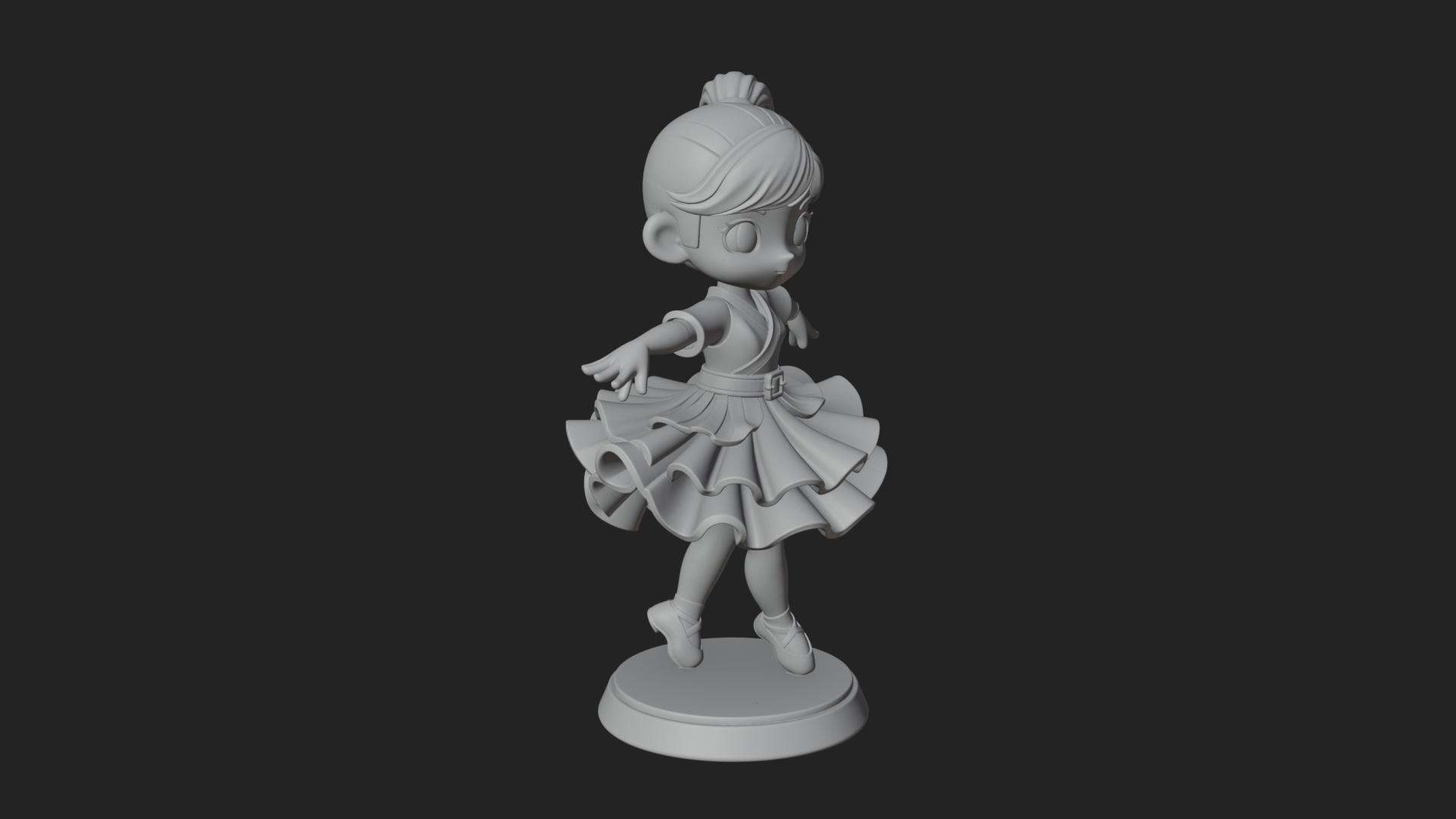 Chibi Dancing Girl Statue Design 4 3D Print Model 3D Model
