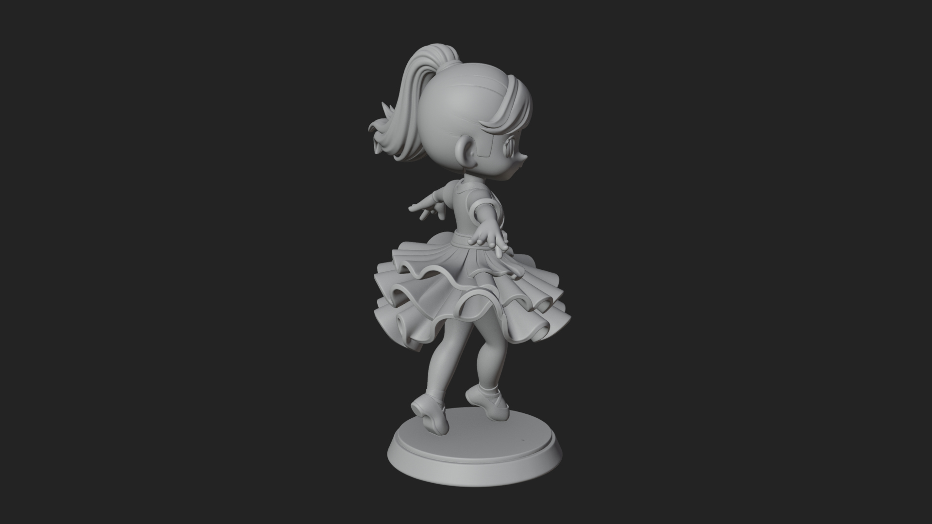 Chibi Dancing Girl Statue Design 4 3D Print Model 3D Model