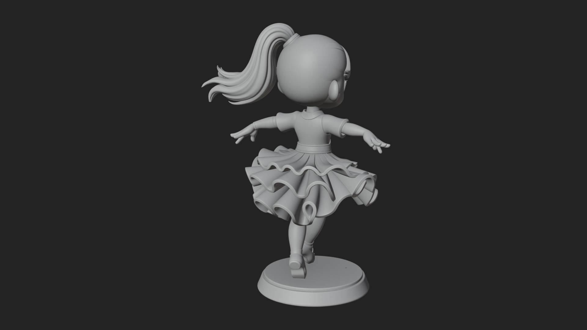 Chibi Dancing Girl Statue Design 4 3D Print Model 3D Model