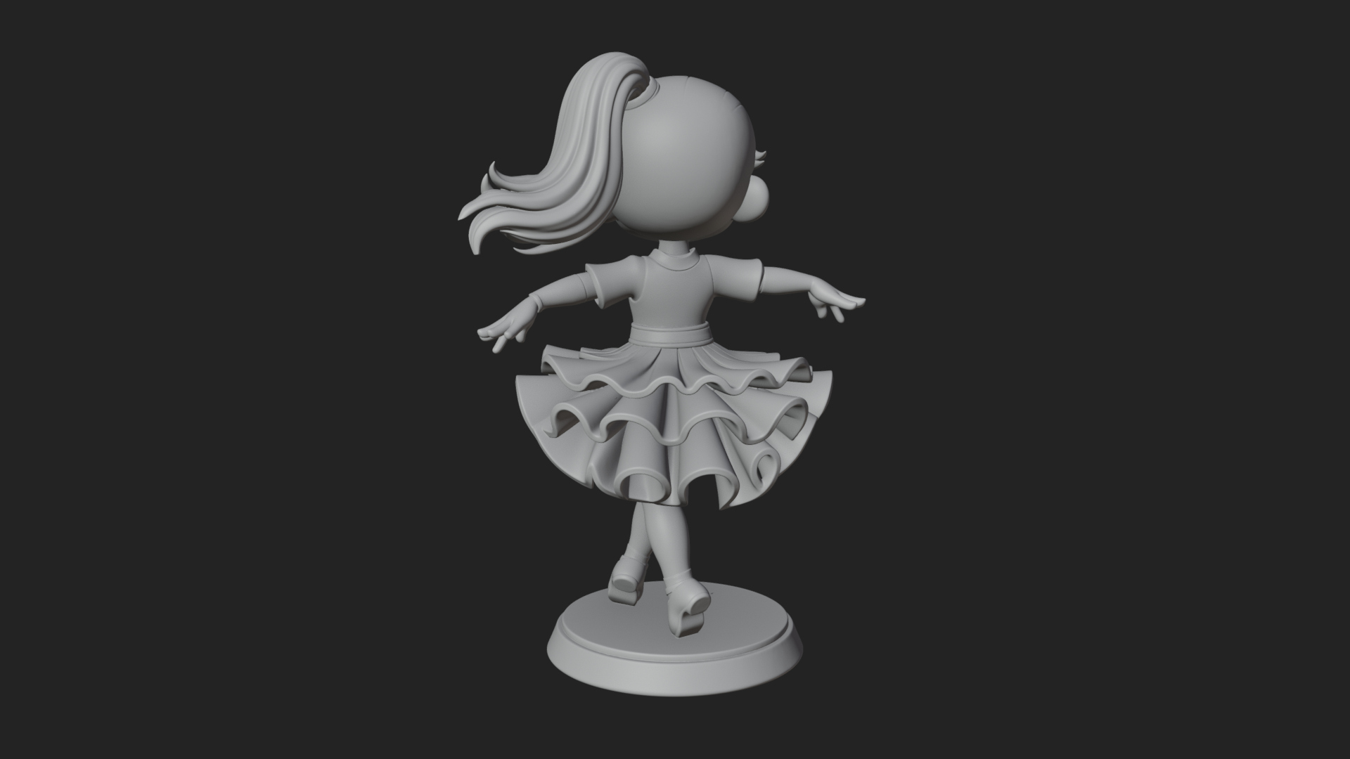 Chibi Dancing Girl Statue Design 4 3D Print Model 3D Model