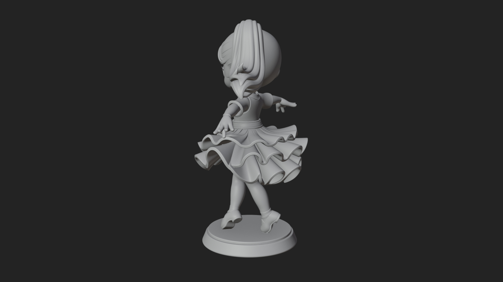 Chibi Dancing Girl Statue Design 4 3D Print Model 3D Model