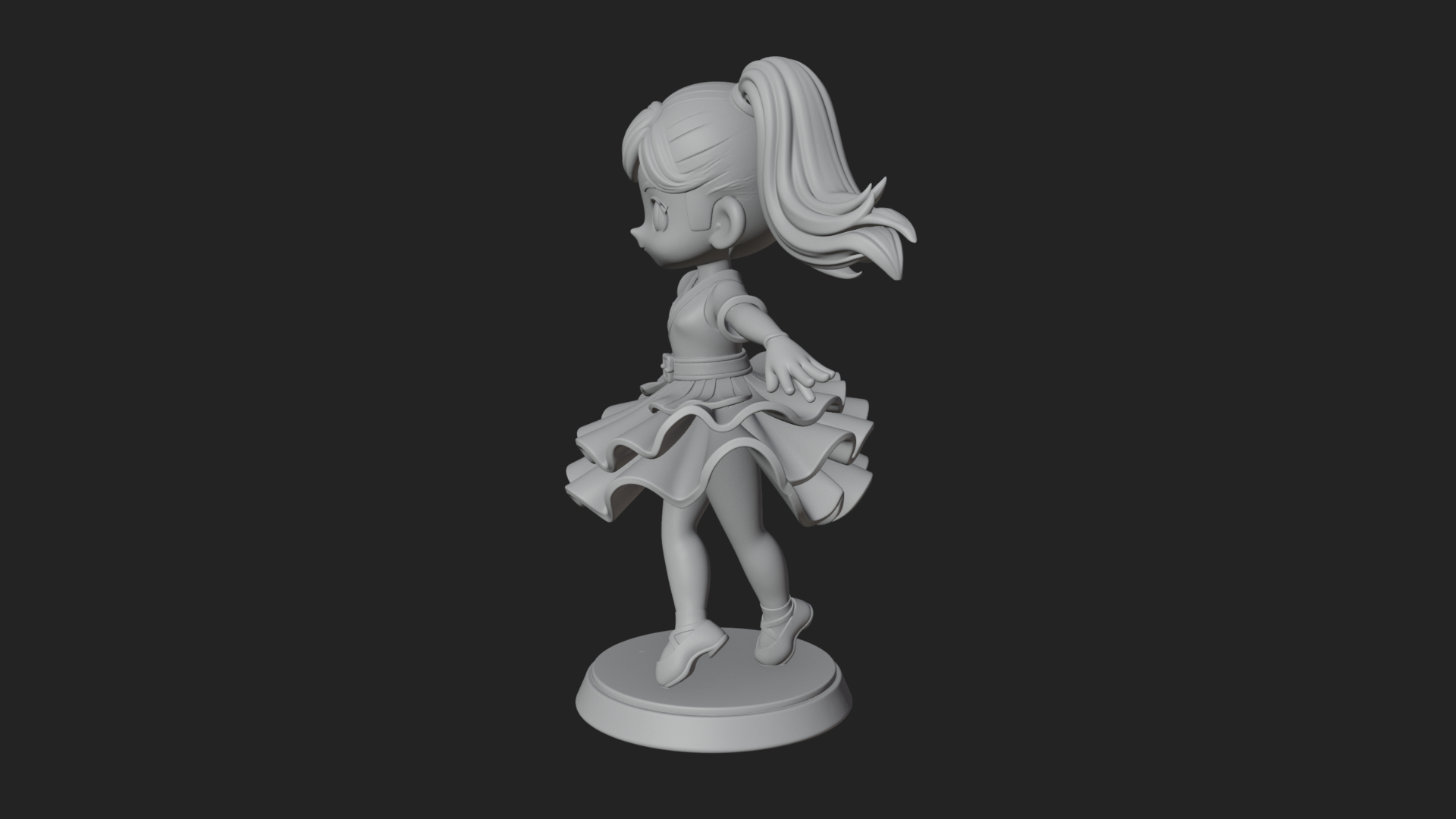 Chibi Dancing Girl Statue Design 4 3D Print Model 3D Model