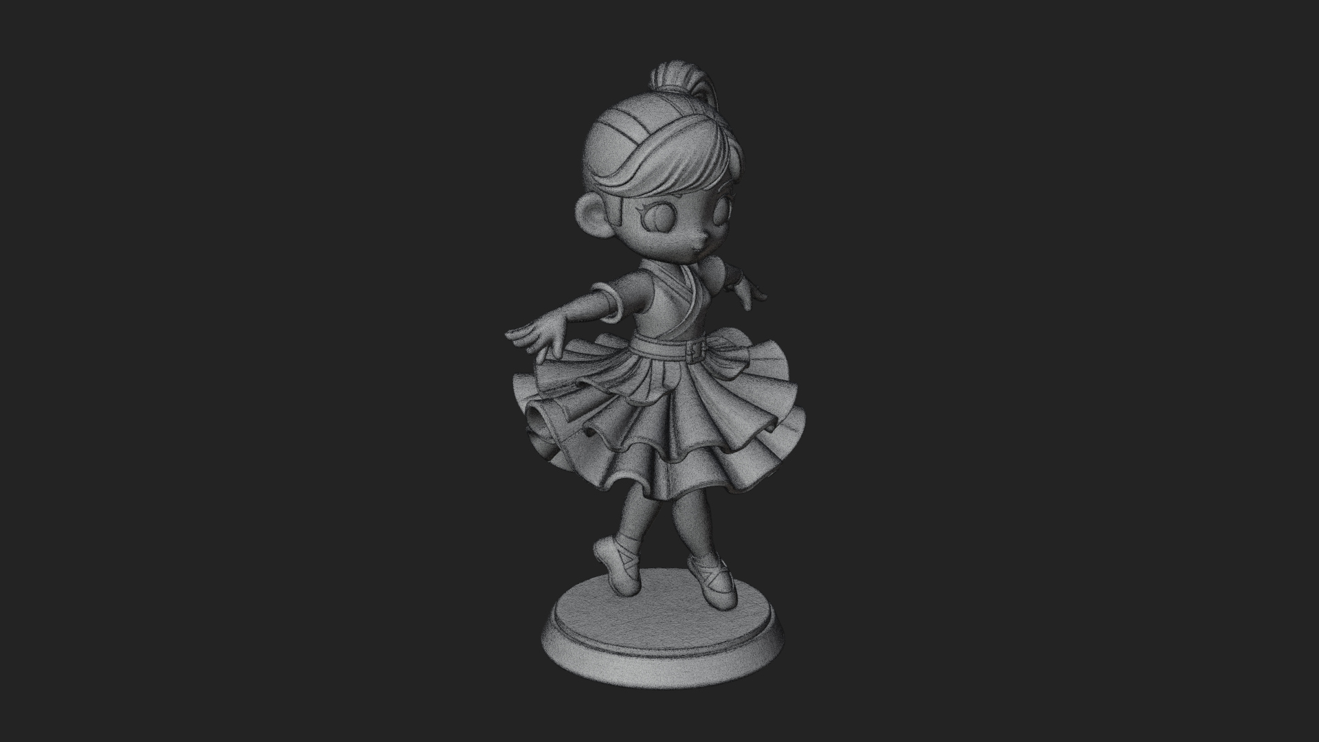 Chibi Dancing Girl Statue Design 4 3D Print Model 3D Model