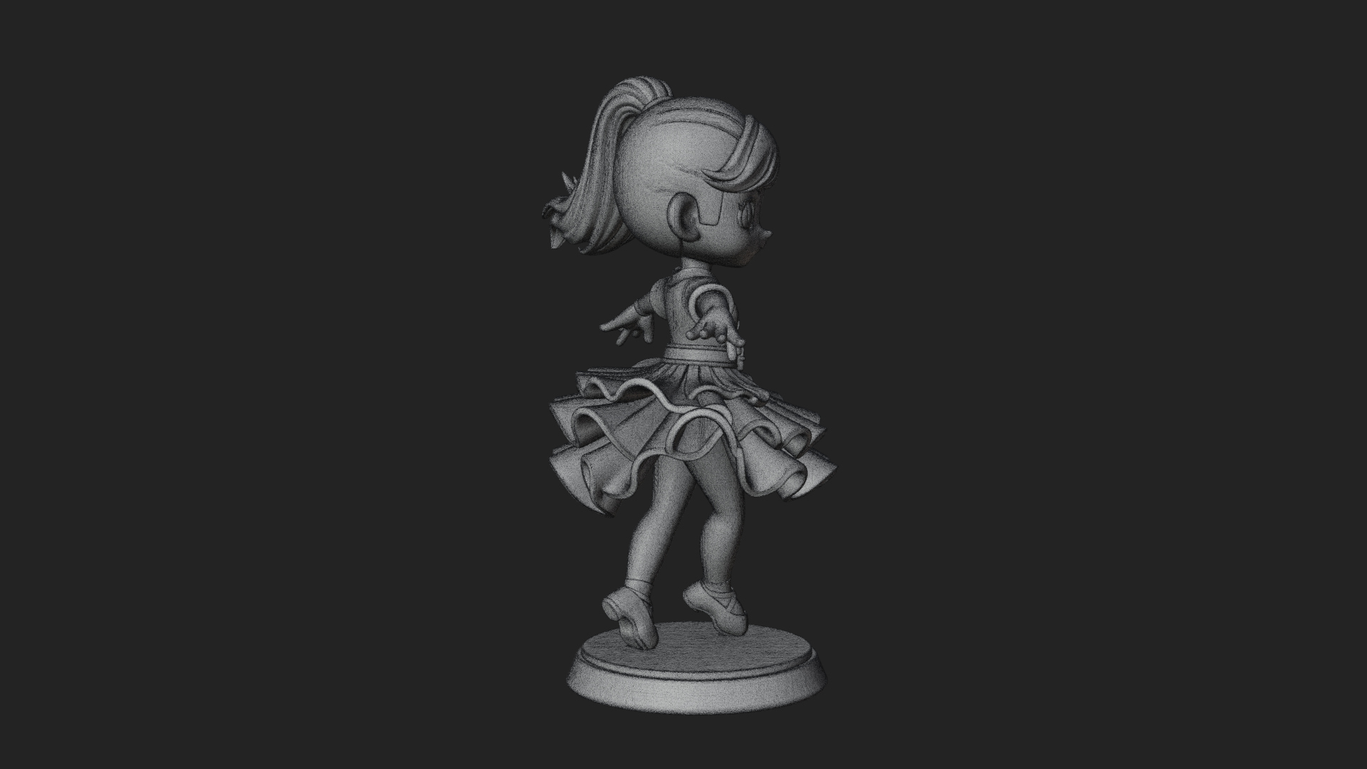 Chibi Dancing Girl Statue Design 4 3D Print Model 3D Model