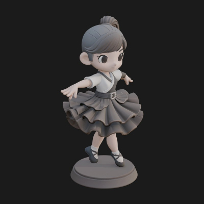 Chibi Dancing Girl Statue Design 4 3D Print Model
