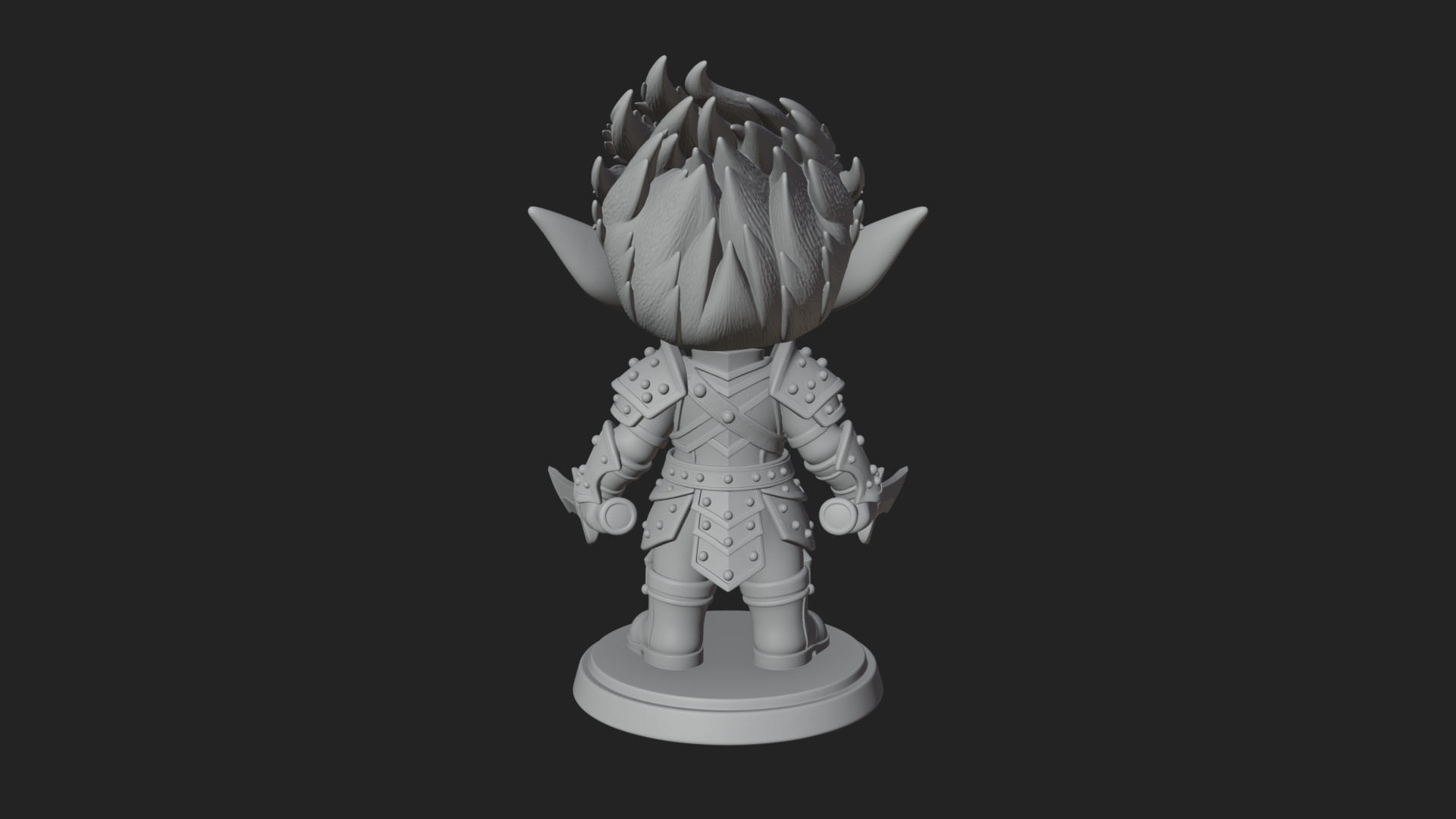 Chibi Dark Elf with Blade Statue Design 3 3D Print Model 3D Model