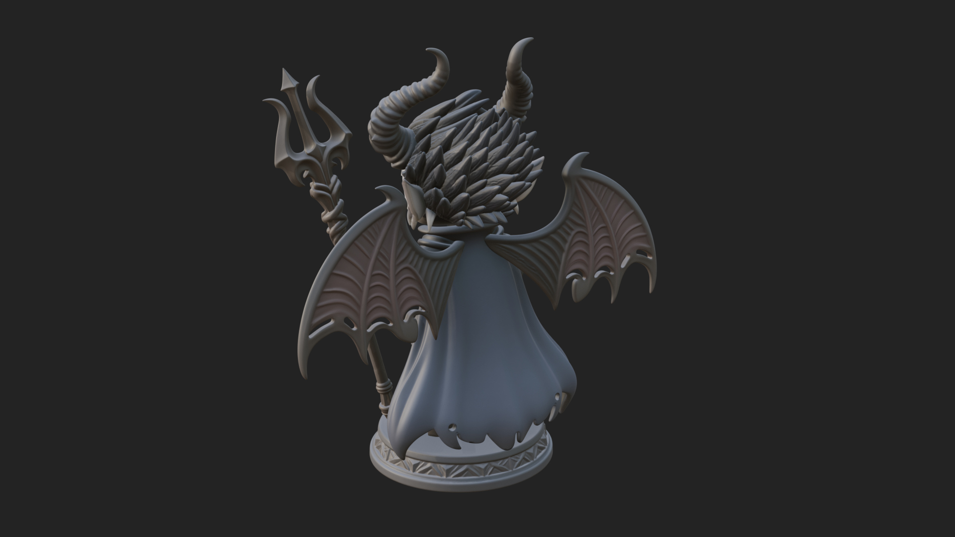 Chibi Demon with Trident Statue Design 1 3D Print Model 3D Model