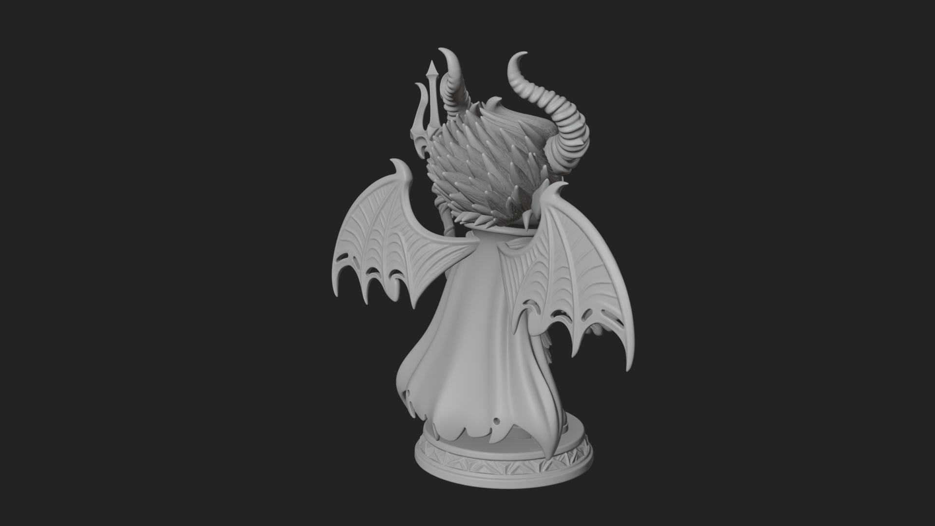 Chibi Demon with Trident Statue Design 1 3D Print Model 3D Model