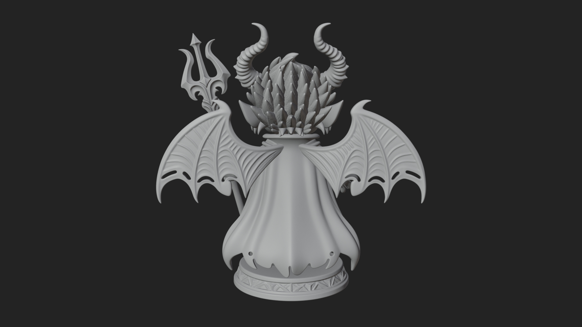 Chibi Demon with Trident Statue Design 1 3D Print Model 3D Model