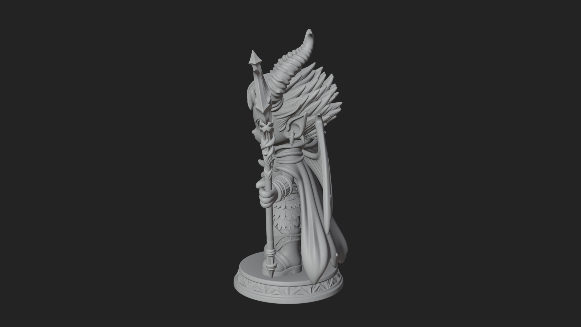 Chibi Demon with Trident Statue Design 1 3D Print Model 3D Model