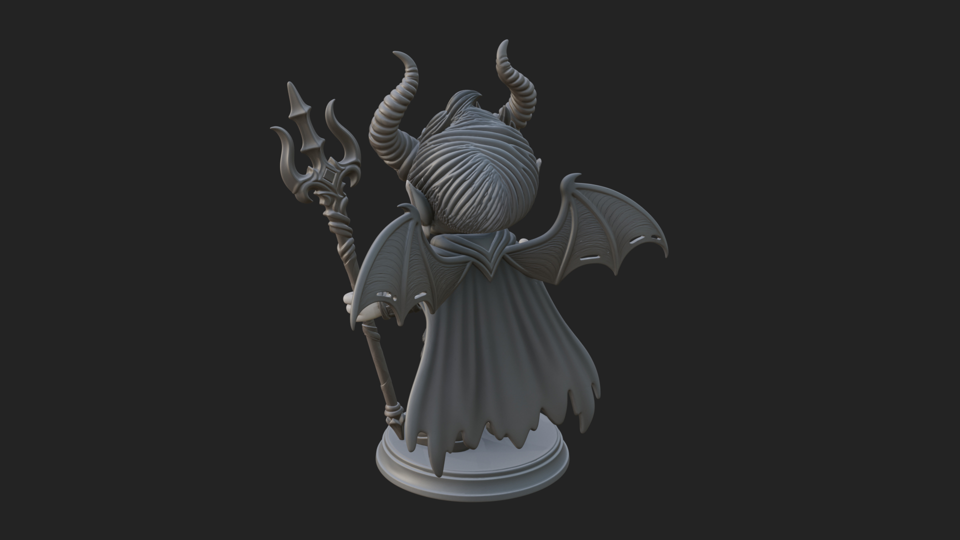 Chibi Demon with Trident Statue Design 2 3D Print Model 3D Model