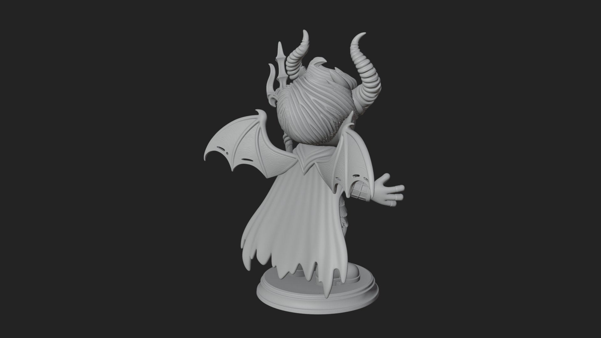 Chibi Demon with Trident Statue Design 2 3D Print Model 3D Model