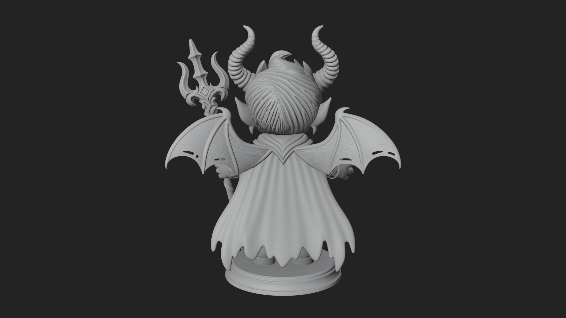 Chibi Demon with Trident Statue Design 2 3D Print Model 3D Model