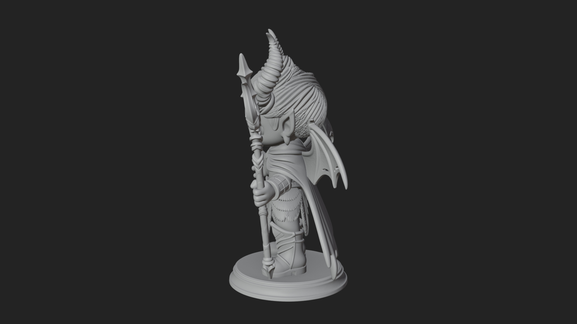 Chibi Demon with Trident Statue Design 2 3D Print Model 3D Model