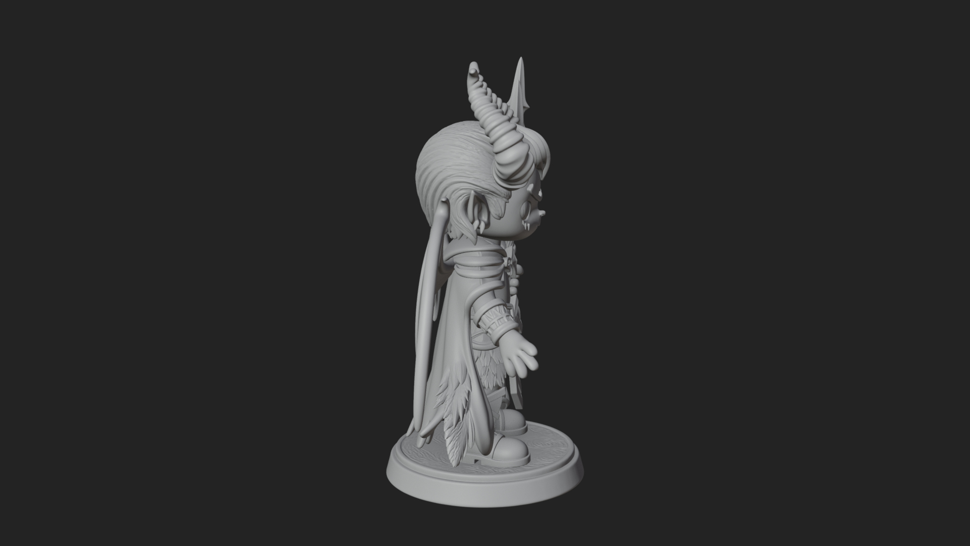 Chibi Demon with Trident Statue Design 3 3D Print Model 3D Model