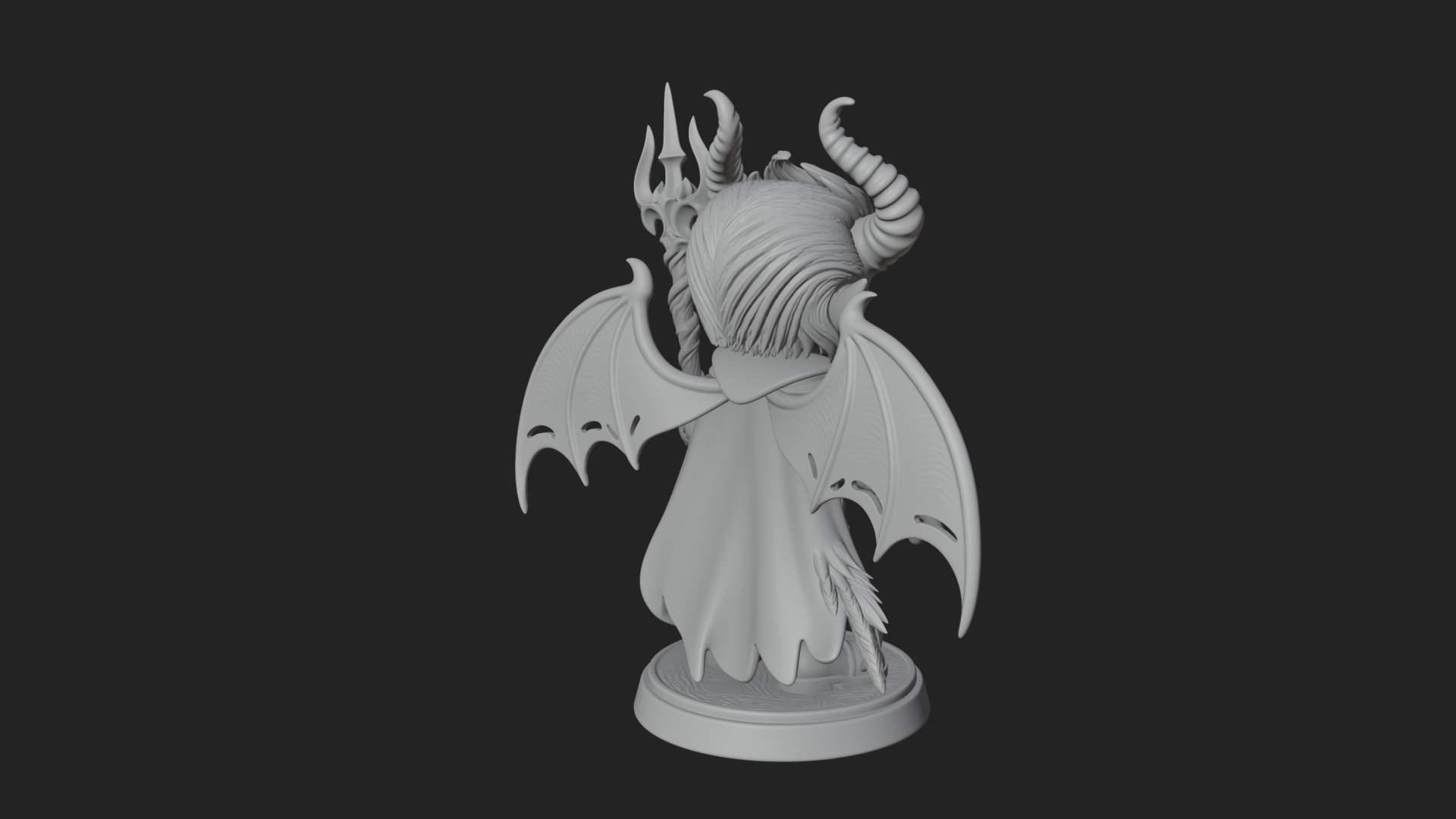 Chibi Demon with Trident Statue Design 3 3D Print Model 3D Model