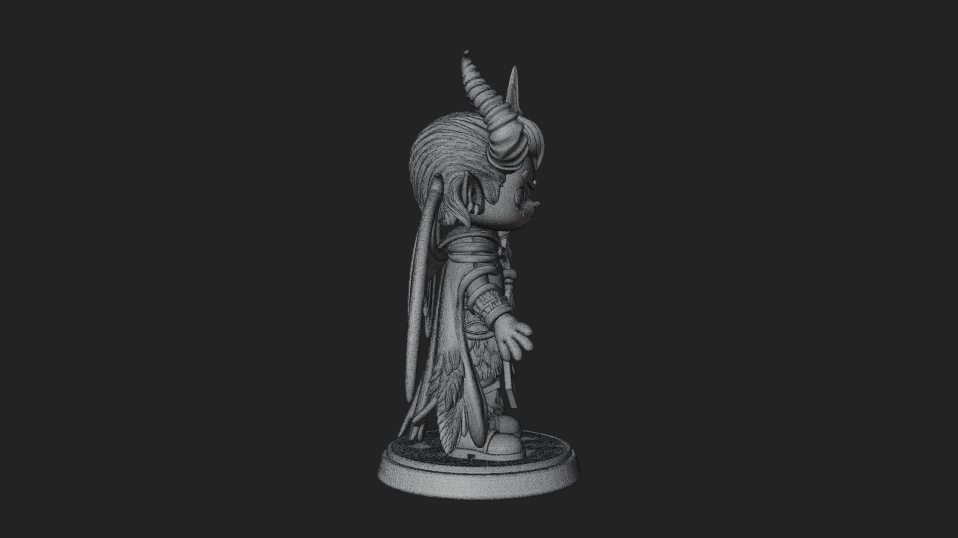 Chibi Demon with Trident Statue Design 3 3D Print Model 3D Model